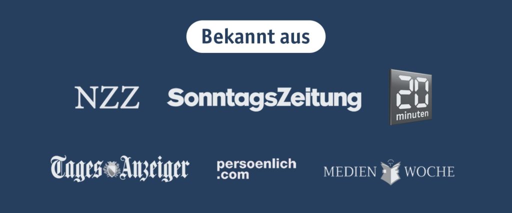 Logos der Schweizer Medien, die in der Vergangenheit bereits über die Social-Media-Studie von xeit berichtet haben.