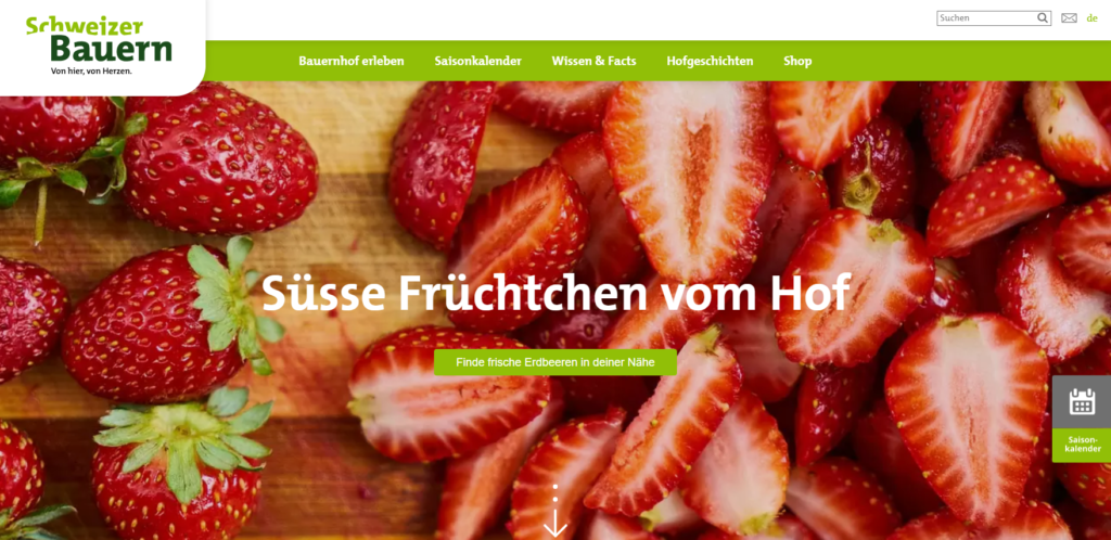 Ausschnitt Website landwirtschaft.ch des Schweizer Bauernverbandesnach dem Relaunch durch xeit