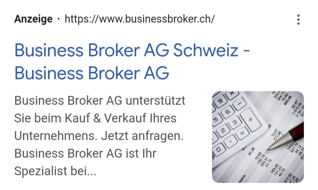 Google Anzeige Business Broker