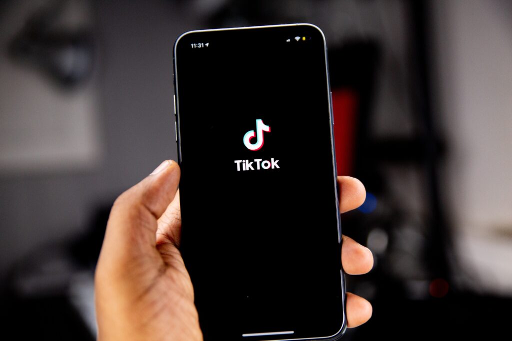 Smartphone mt TikTok-Logo auf dem Bildschirm als Symbolbild für TikTok Search Ads