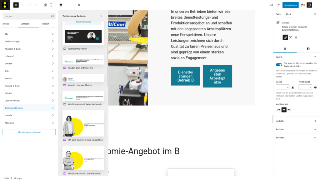 screenshot barrierefreie website b bern, wordpress by xeit